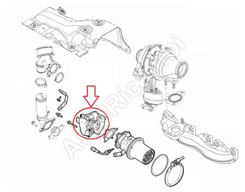 Škrtící klapka Fiat Ducato od 2021 2,2D, Doblo 2016-2021 1,6D - nízkotlaký okruh