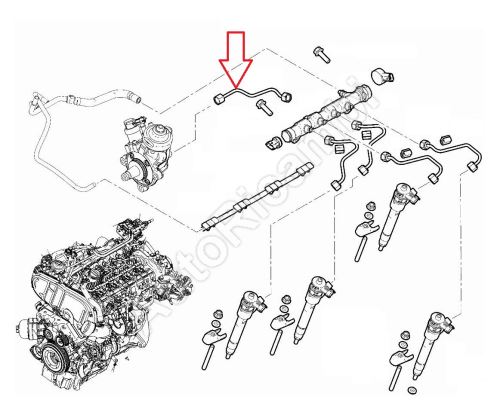 Vysokotlaká trubka vstřikovacího čerpadla Fiat Ducato od 2021 2,2D do rampy