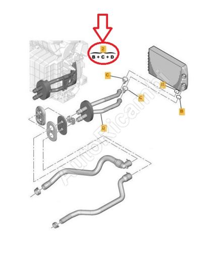 Potrubí radiátoru topení Citroën Berlingo, Peugeot Partner 2008-2018